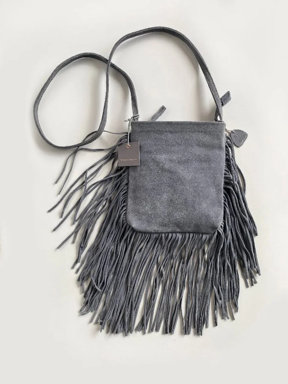 NWT Monserat de Lucca Fringe Crossbody Genuine Leather Suede Bag